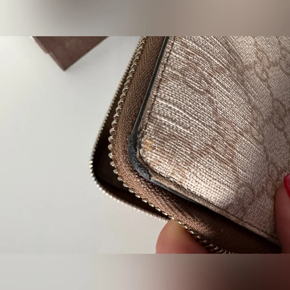 Authentic GUCCI GG Supreme Monogram Zip Around Wallet Maple Brown - Picture 9 of 12